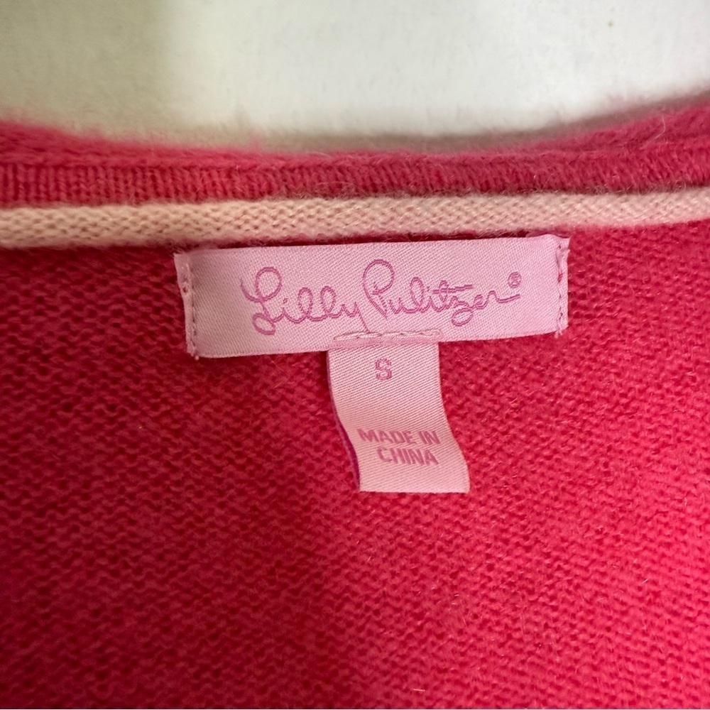 Lilly Pulitzer 100% Cashmere Hoodie Sweater Pink Women’s Small - Picture 6 of 7